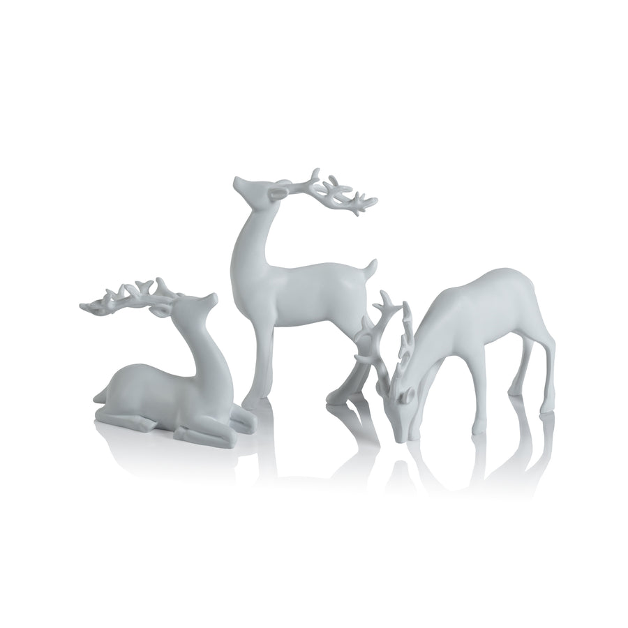 Decorative White Reindeer Assortment - Set of 6