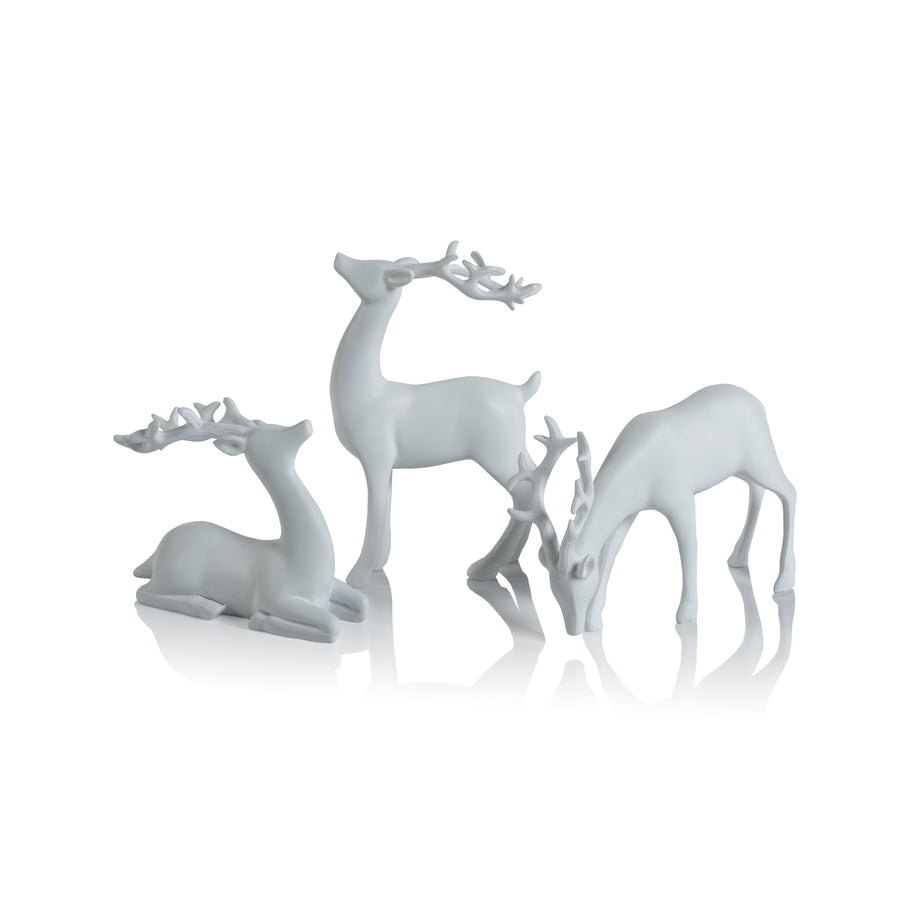 Decorative White Reindeer Assortment - Set of 6 - Holiday Decor by Carlyle Avenue