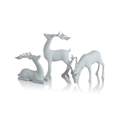 Decorative White Reindeer Assortment - Set of 6 - Holiday Decor by Carlyle Avenue