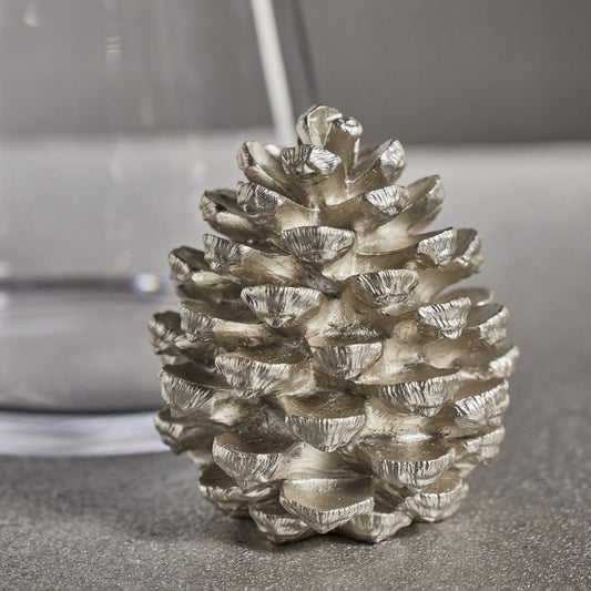 Decorative Pine Cone - Silver 6.5"