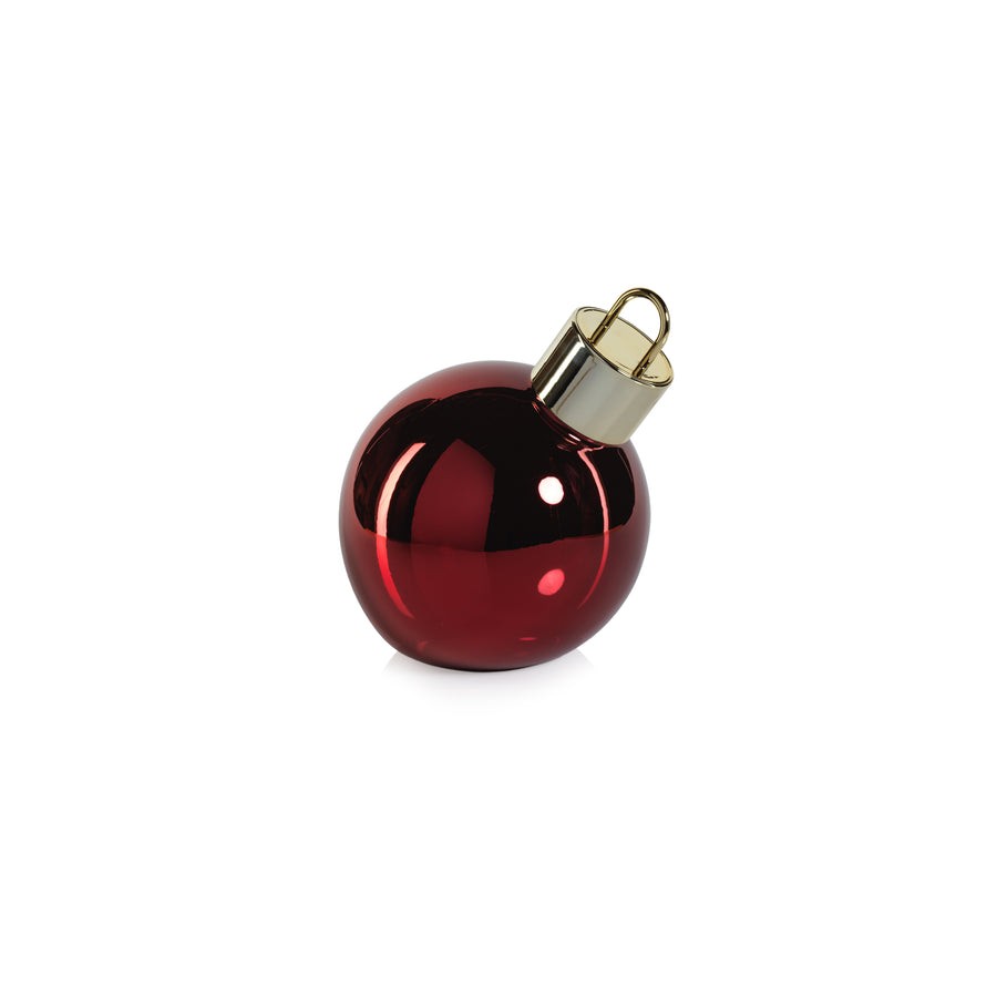 LED Metallic Glass Oversized Ornament Ball - Red