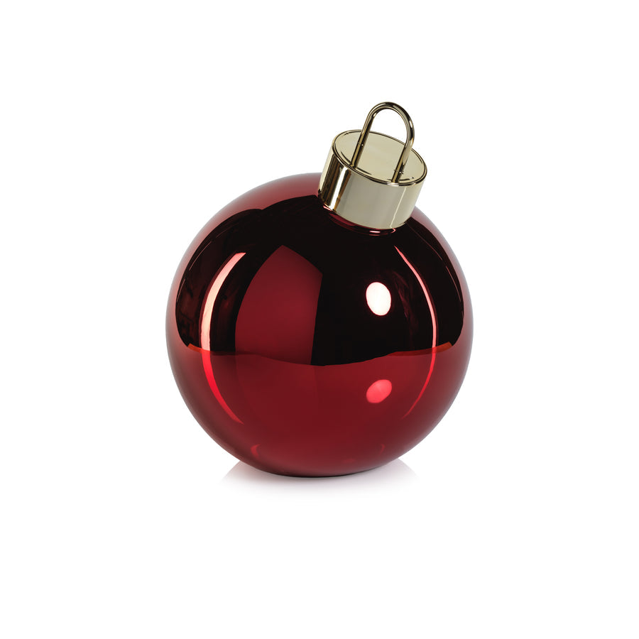 LED Metallic Glass Oversized Ornament Ball - Red