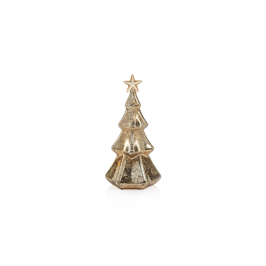 LED Hexagon Antique Tree with Star Design - Gold