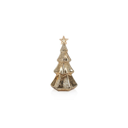 LED Hexagon Antique Tree with Star Design - Gold - Christmas Decor by Carlyle Avenue