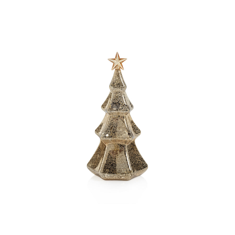 LED Hexagon Antique Tree with Star Design - Gold