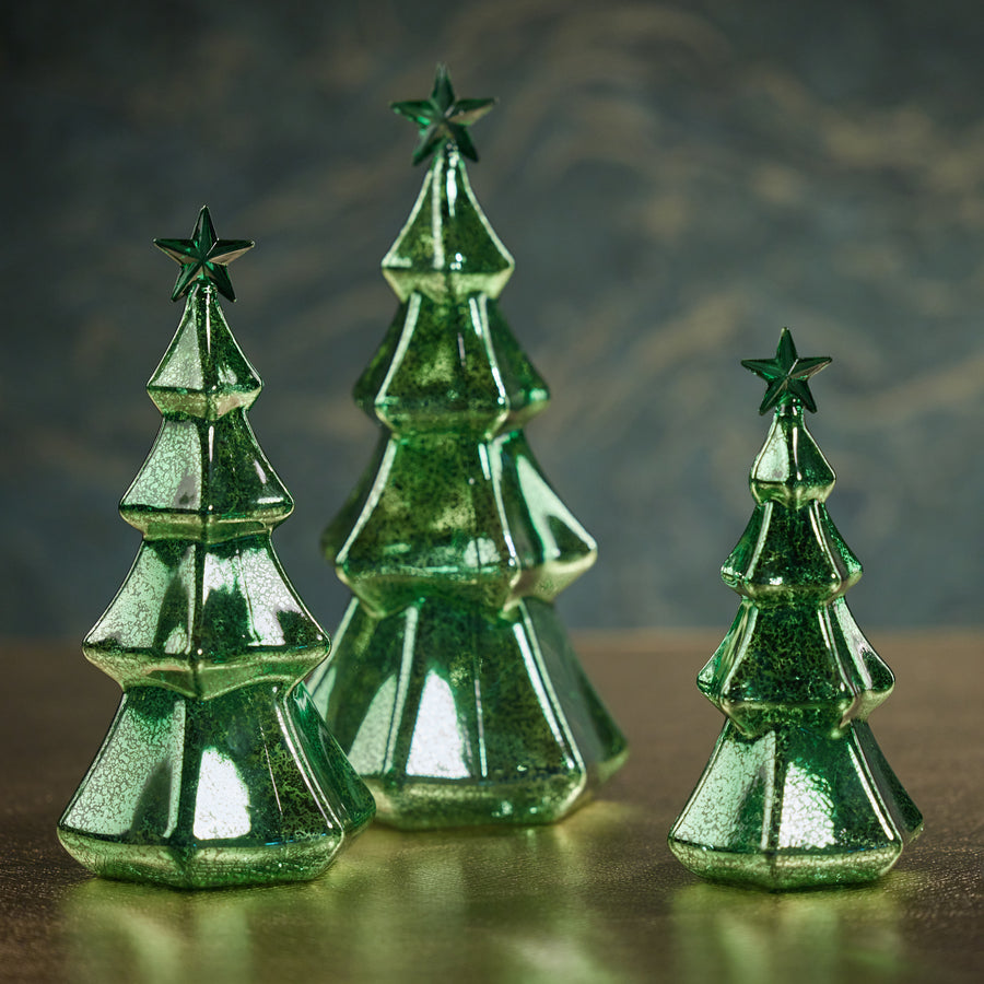 LED Hexagon Antique Tree with Star Design - Green