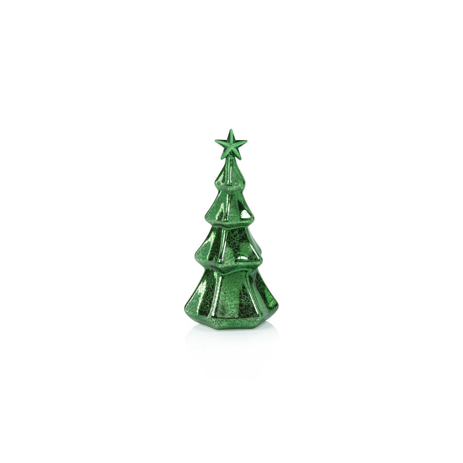 LED Hexagon Antique Tree with Star Design - Green