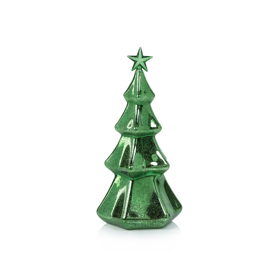 LED Hexagon Antique Tree with Star Design - Green