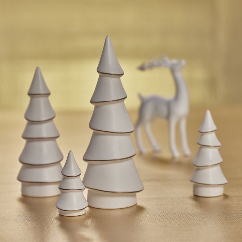 Matte White Alpina Porcelain Tree with Gold Trim - Holiday Decor by Carlyle Avenue