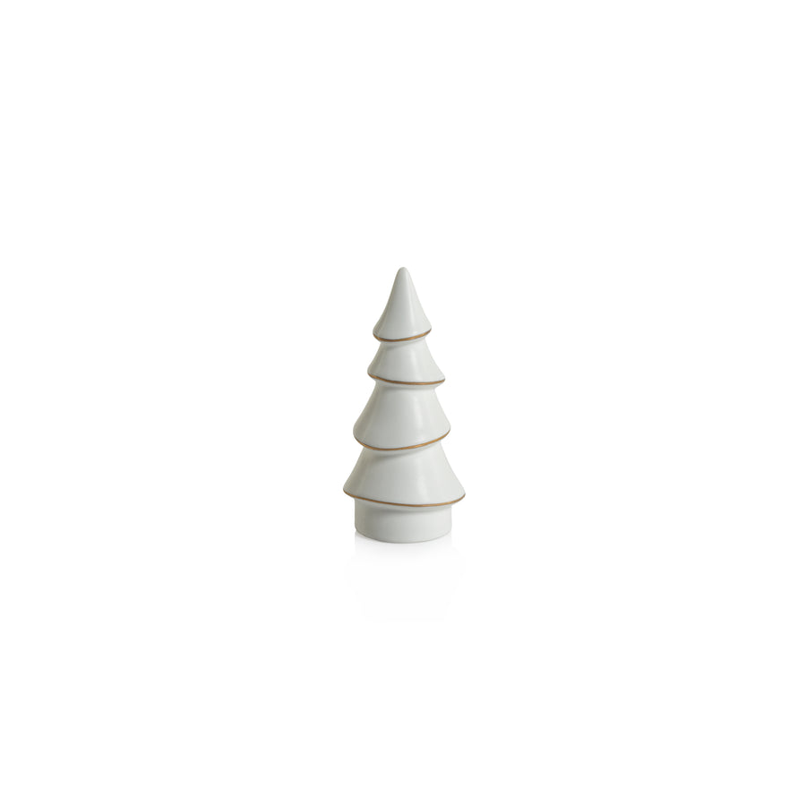 Alpina Porcelain Tree - Matte White with Gold Trim