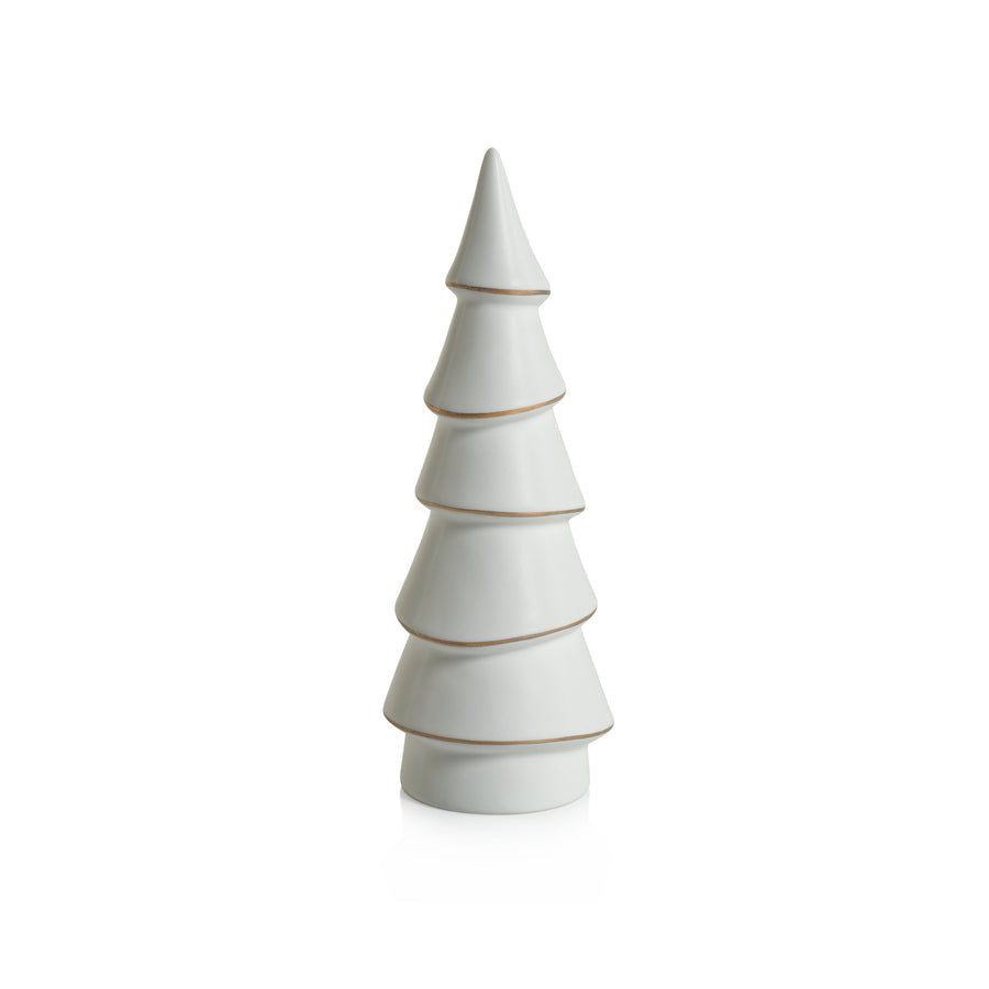 Alpina Porcelain Tree - Matte White with Gold Trim