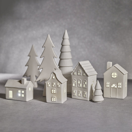 Swiss Mountain LED Porcelain House - Matte White