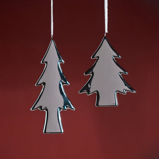 Ceramic Tree Ornament - Silver