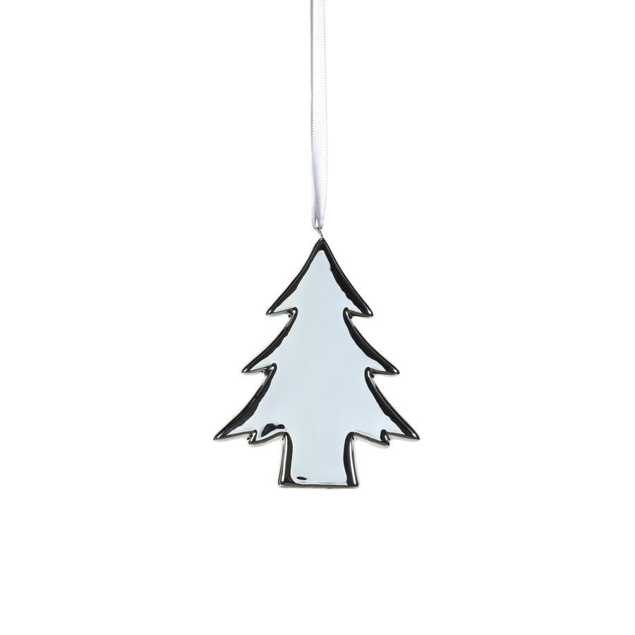 Ceramic Tree Ornament - Silver