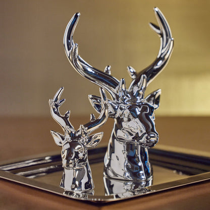 Rocky Mountain Ceramic Stag Head - Silver - Christmas Decor by Carlyle Avenue