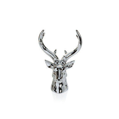 Rocky Mountain Ceramic Stag Head - Silver - Christmas Decor by Carlyle Avenue