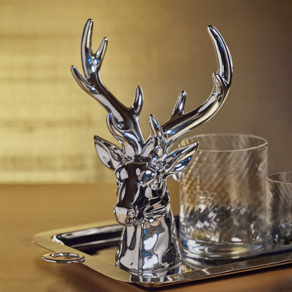 Rocky Mountain Ceramic Stag Head - Silver - Christmas Decor by Carlyle Avenue