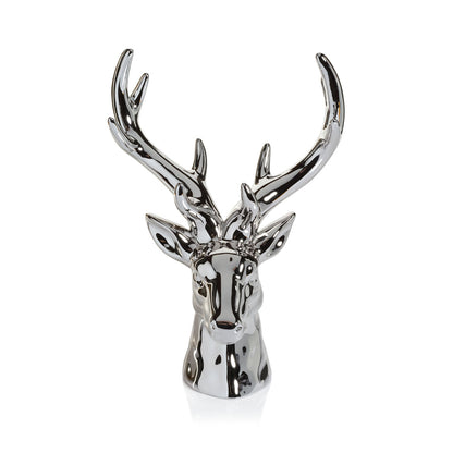 Rocky Mountain Ceramic Stag Head - Silver - Christmas Decor by Carlyle Avenue