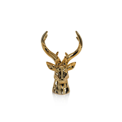 Rocky Mountain Ceramic Stag Head - Gold - Christmas Decor by Carlyle Avenue