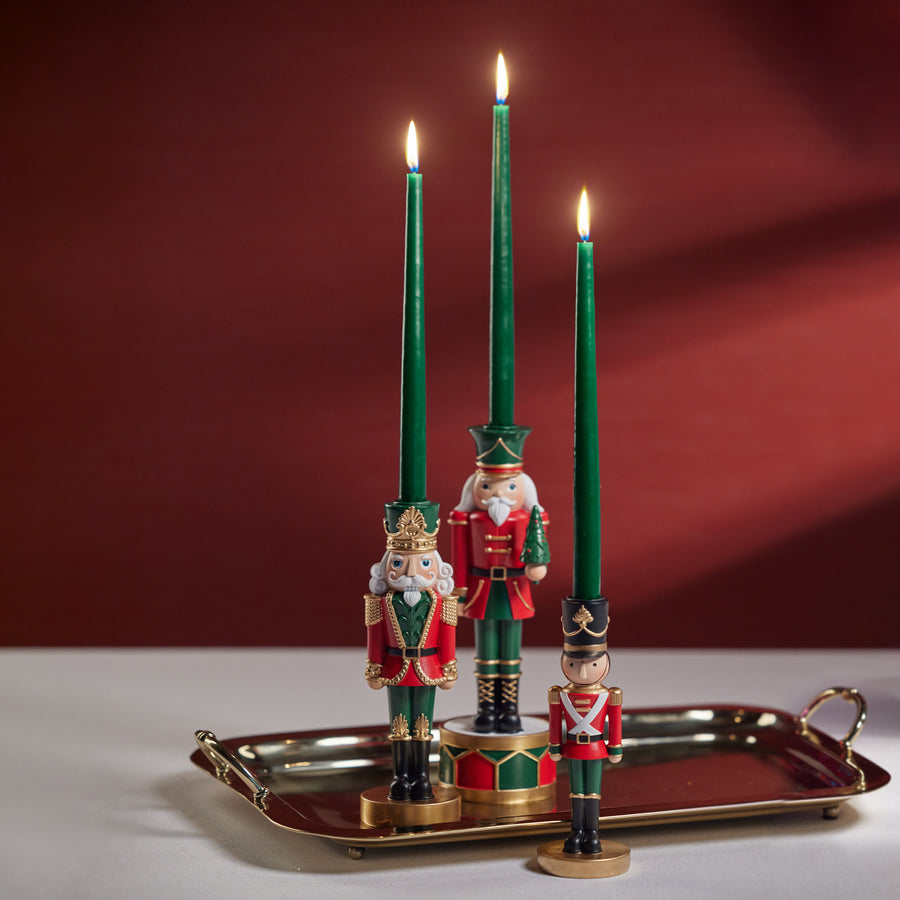 Nutcracker Taper Holder - Red & Green