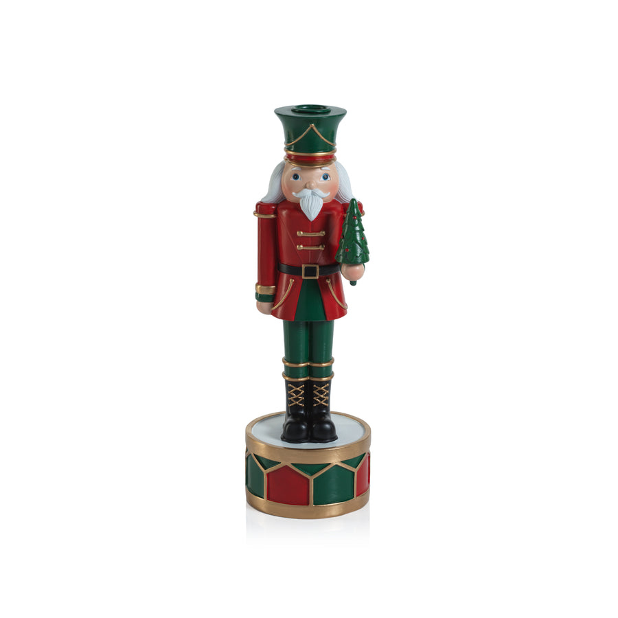 Nutcracker Taper Holder - Red & Green