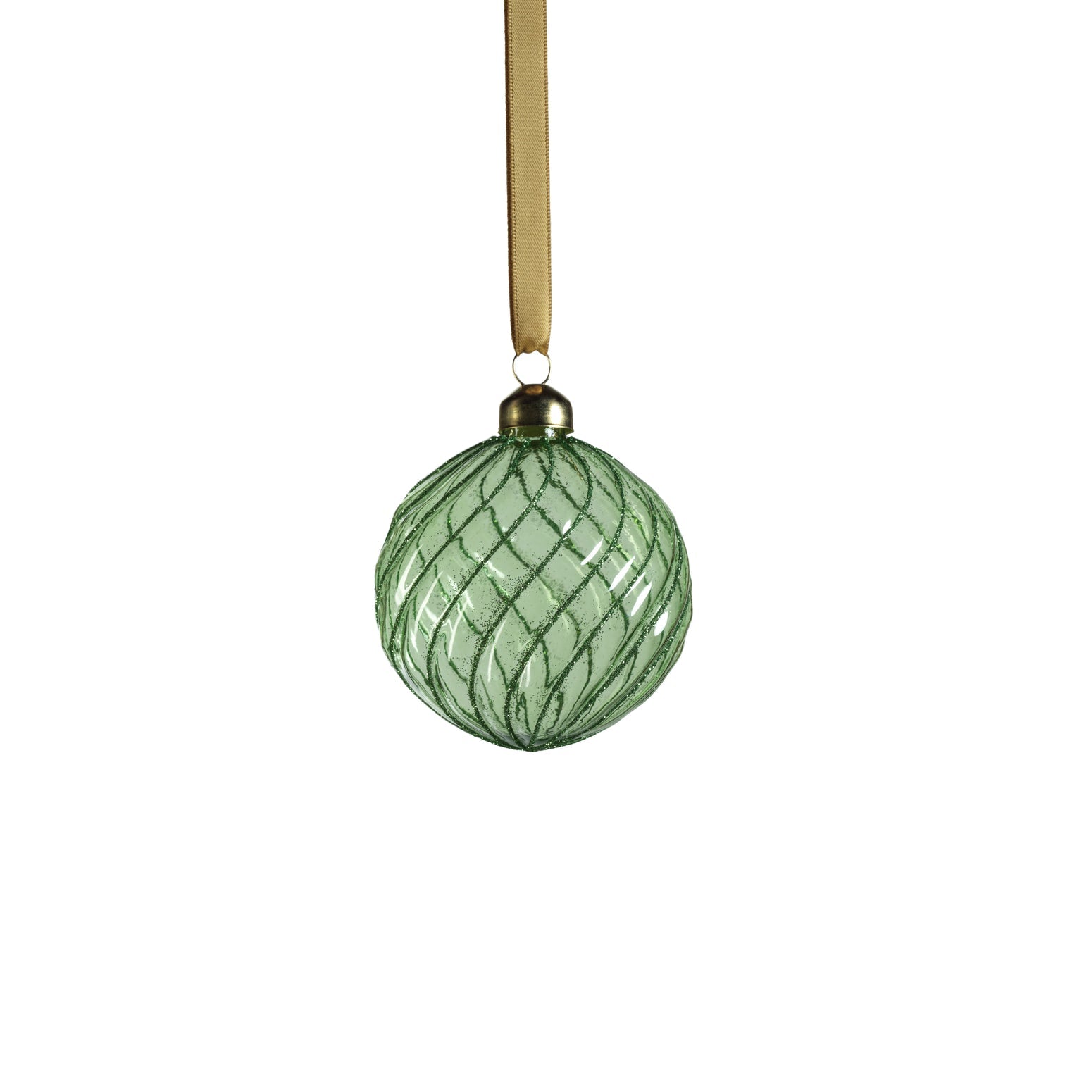 Swirl Glitter Ball Ornament - Green