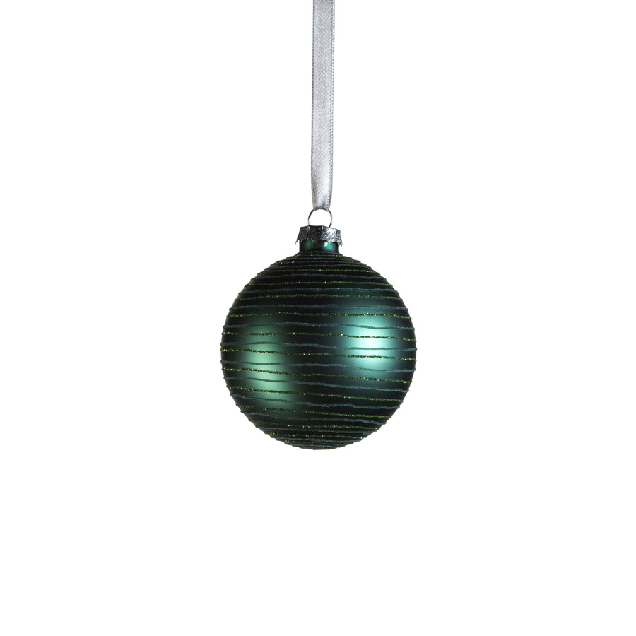 Glass Ball Ornament with Glitter - Dark Green