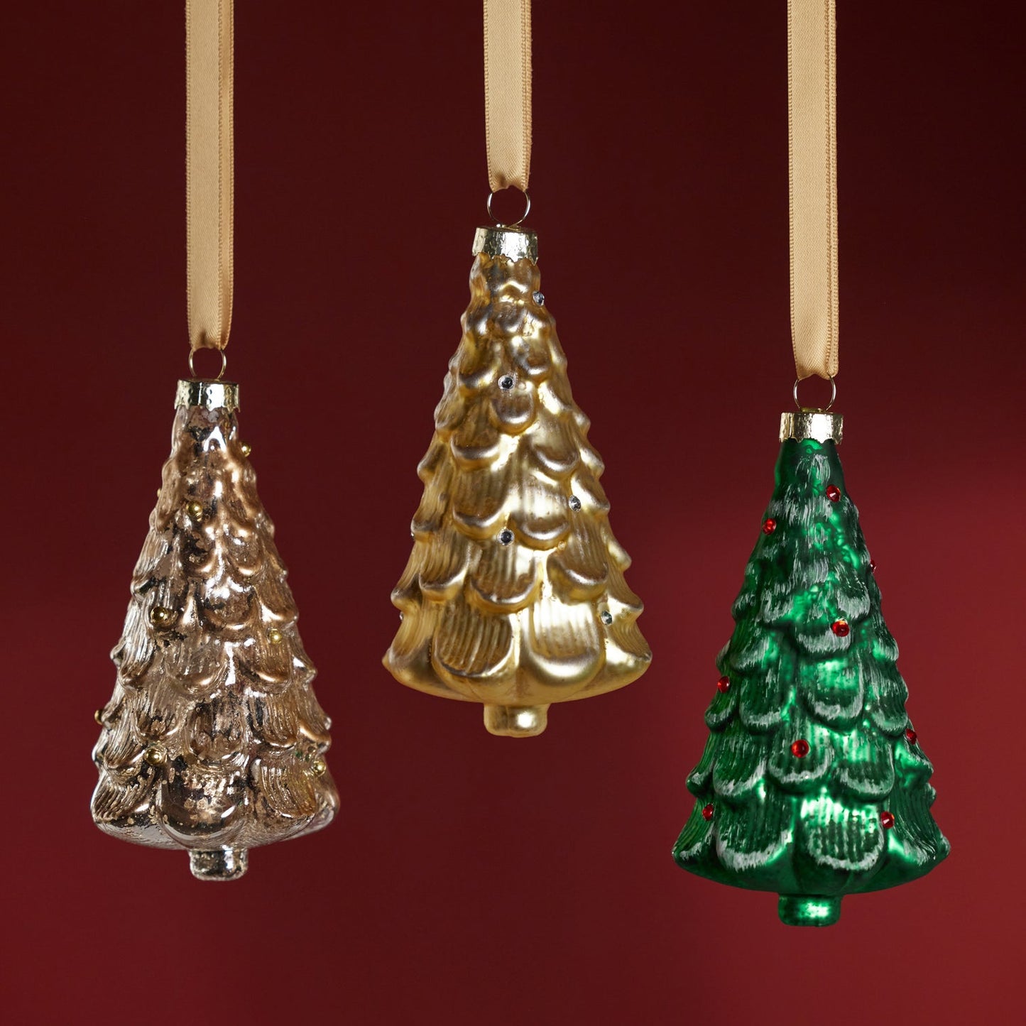 Metallic Frosted Glass Tree Ornament