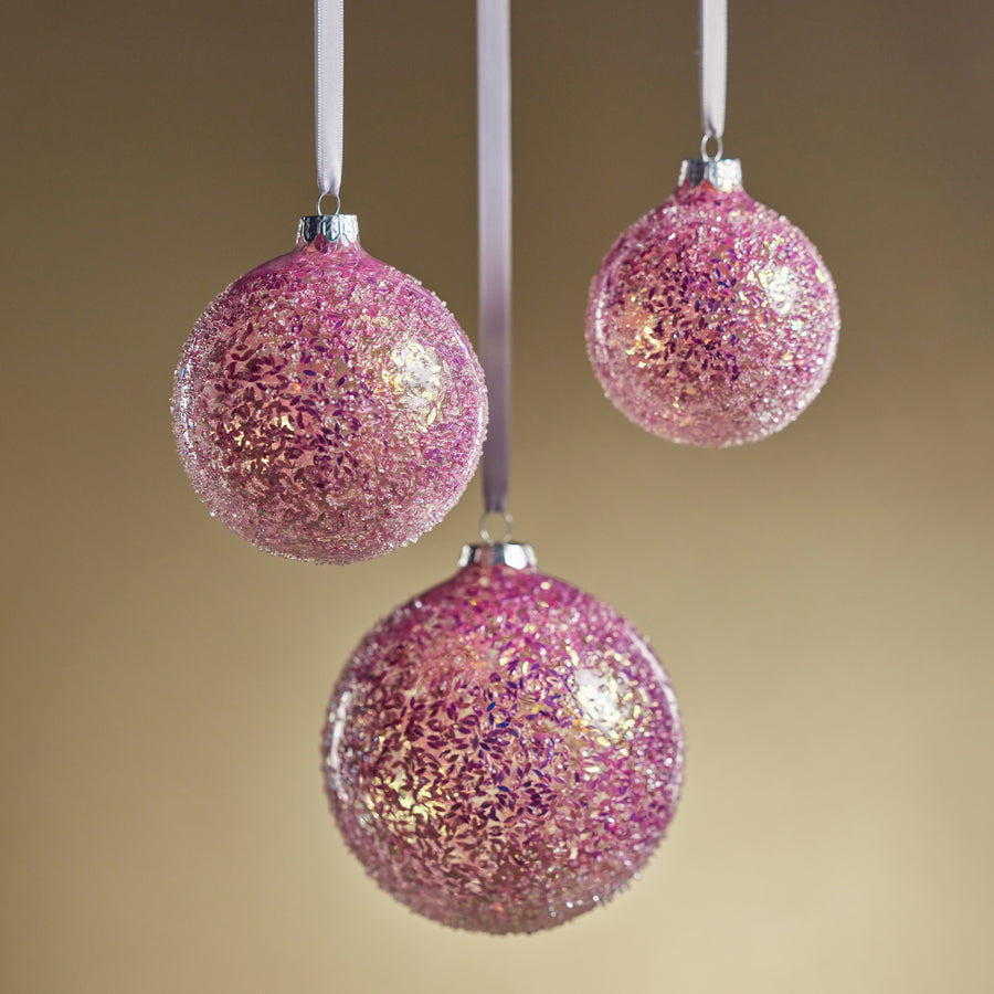 Confetti Glass Ball Ornament - Multi Pink