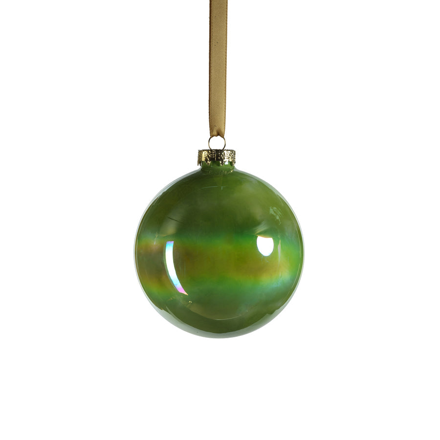 Solid Luster Glass Ball Ornament - Green