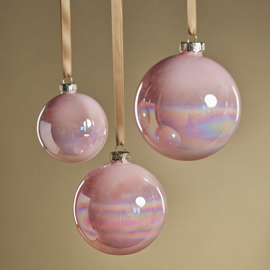 Solid Luster Glass Ball Ornament - Pink