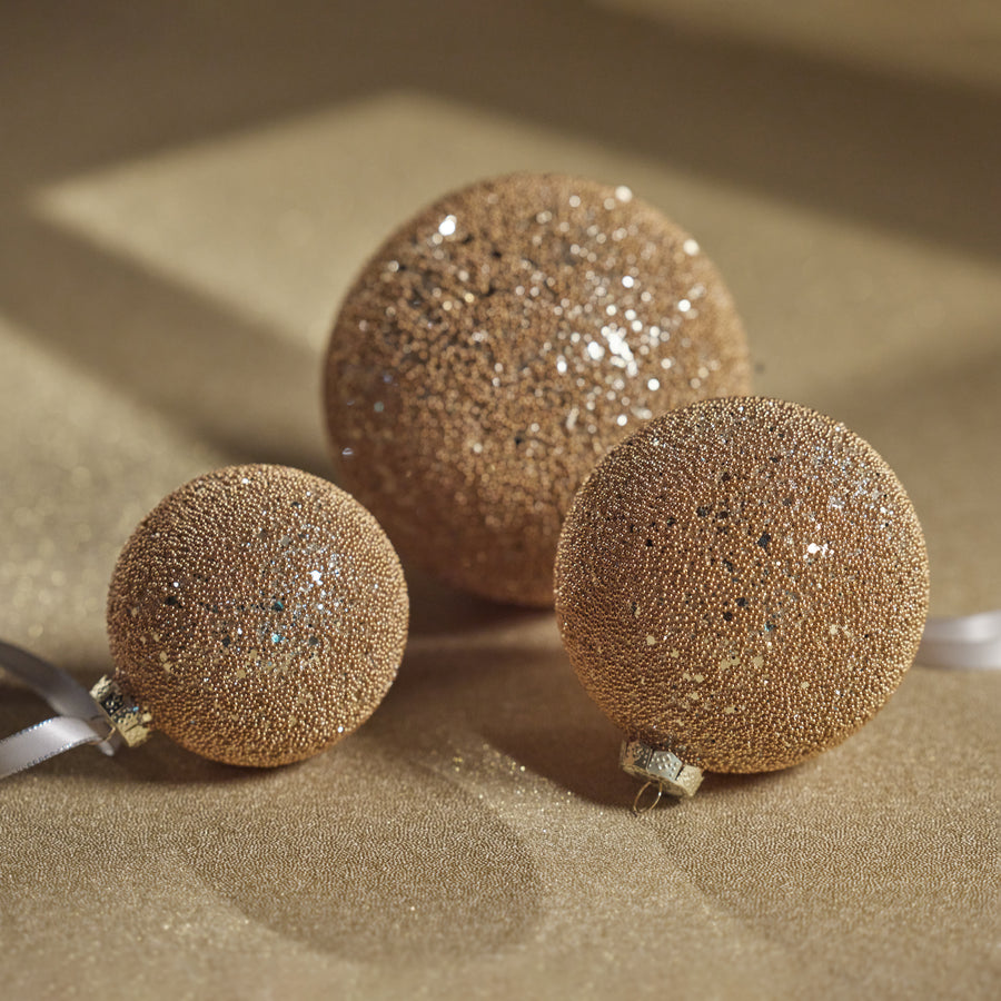 Beaded Glass Ball Ornament - Gold