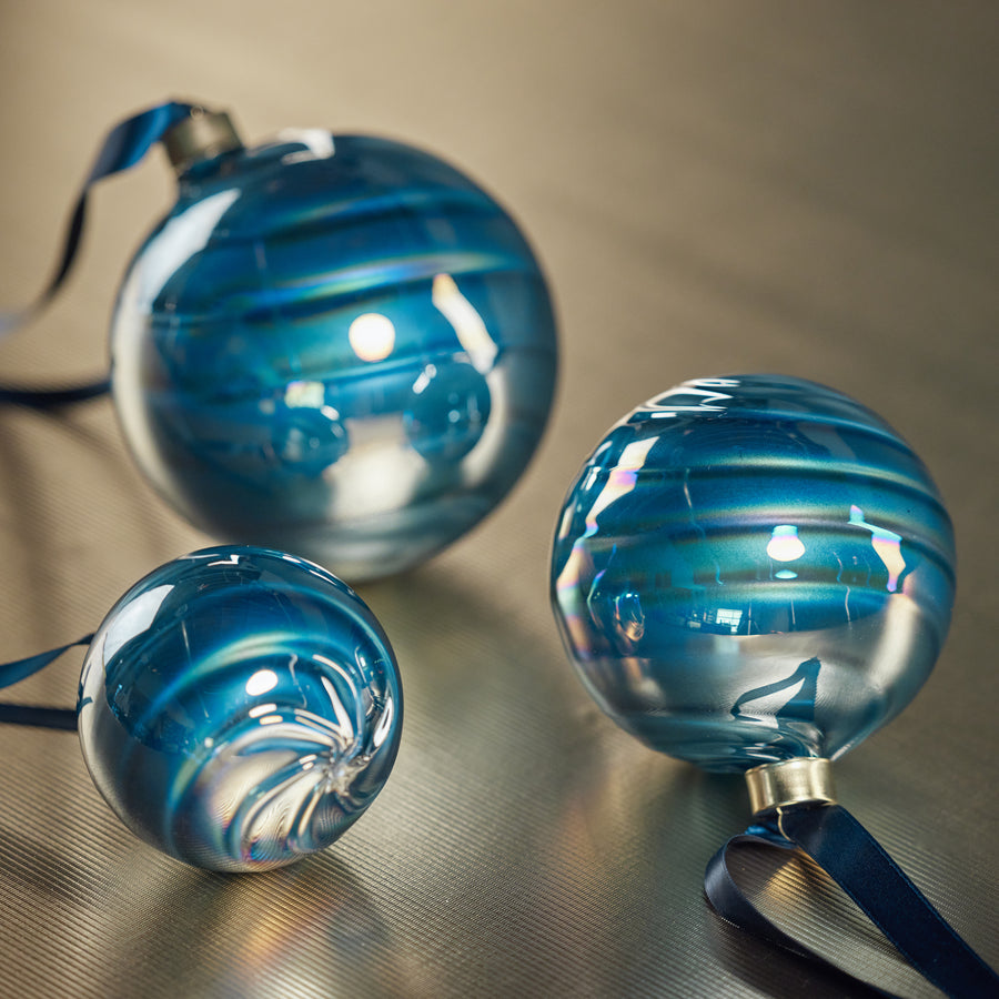 Pearl Luster Glass Ball Ornament - Blue