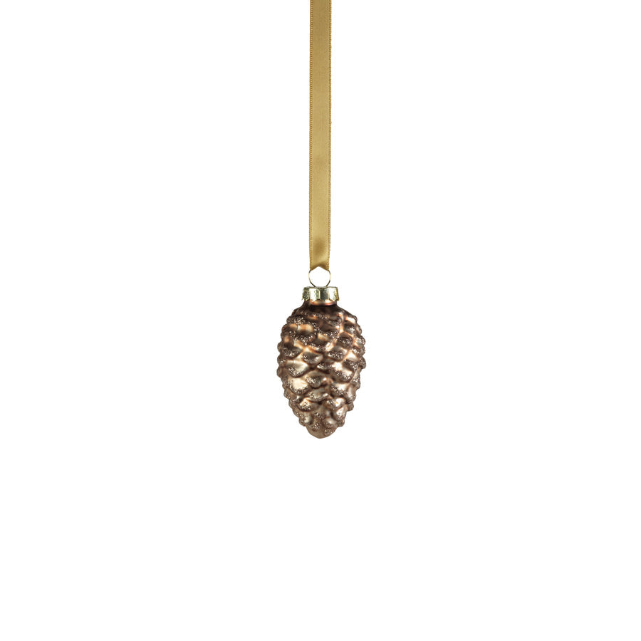 Glass Pine Cone Ornament - Umber Copper Bronze