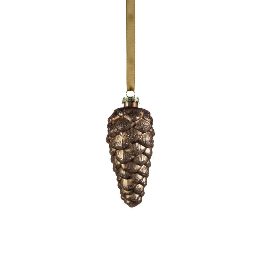 Glass Pine Cone Ornament - Umber Copper Bronze