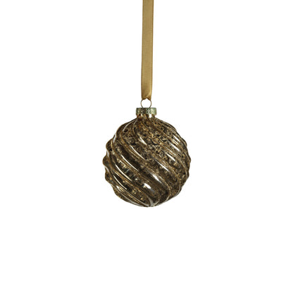 Antique Swirl with Glitter Glass Ball Ornament - Gold - Ornaments by Carlyle Avenue