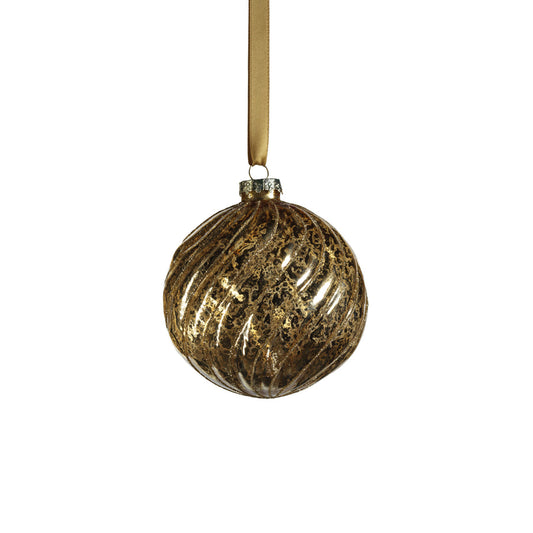 Antique Swirl with Glitter Glass Ball Ornament - Gold - Ornaments by Carlyle Avenue