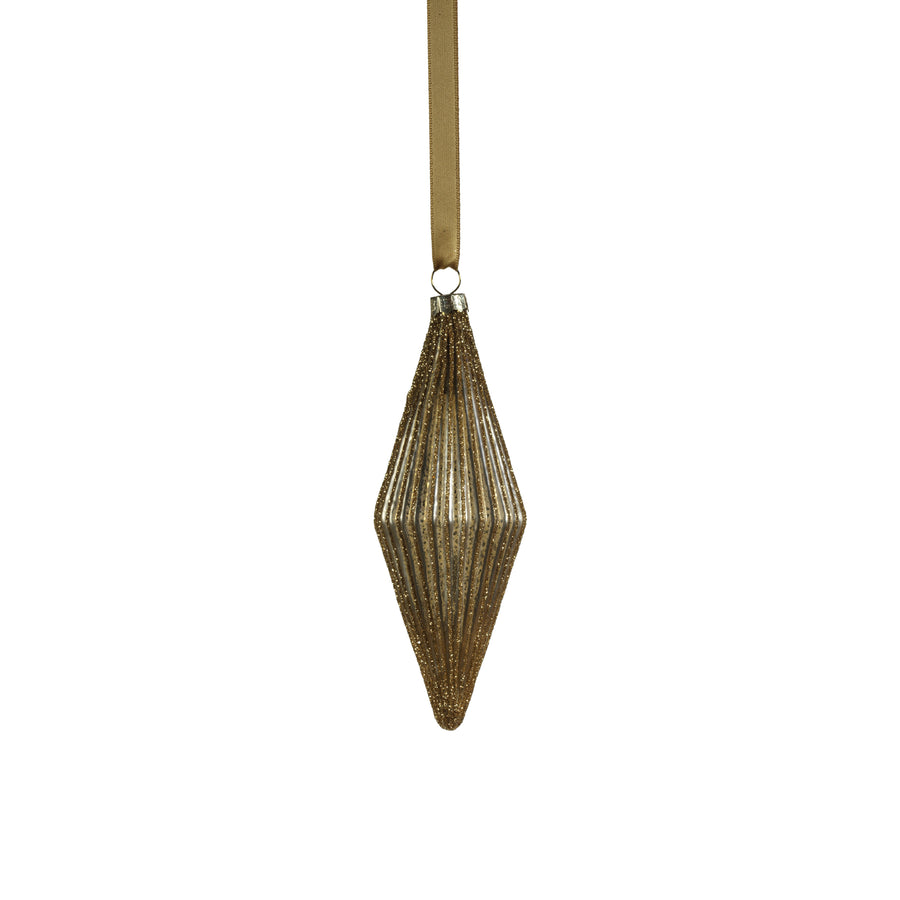 Antique Ribbed Ornament - Matte Gold