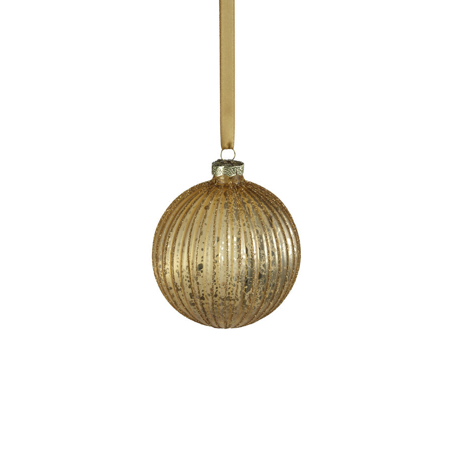 Antique Ribbed Ornament - Matte Gold