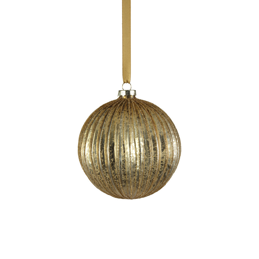 Antique Ribbed Ornament - Matte Gold