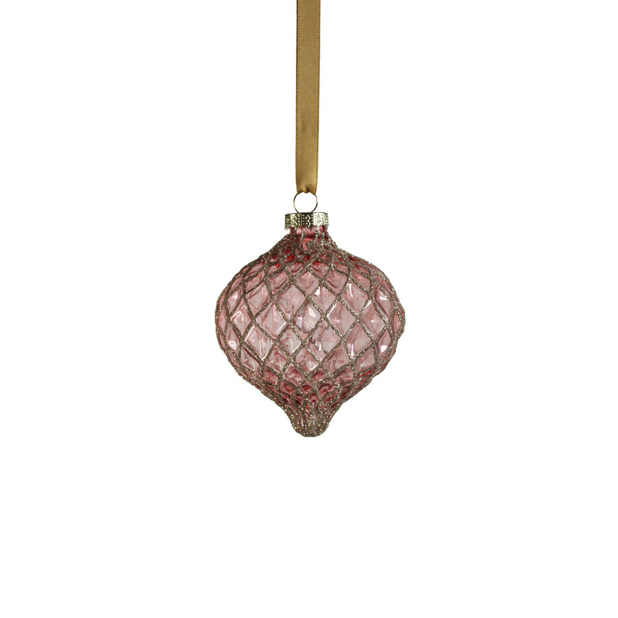 Harlequin Glass Ornament - Plum