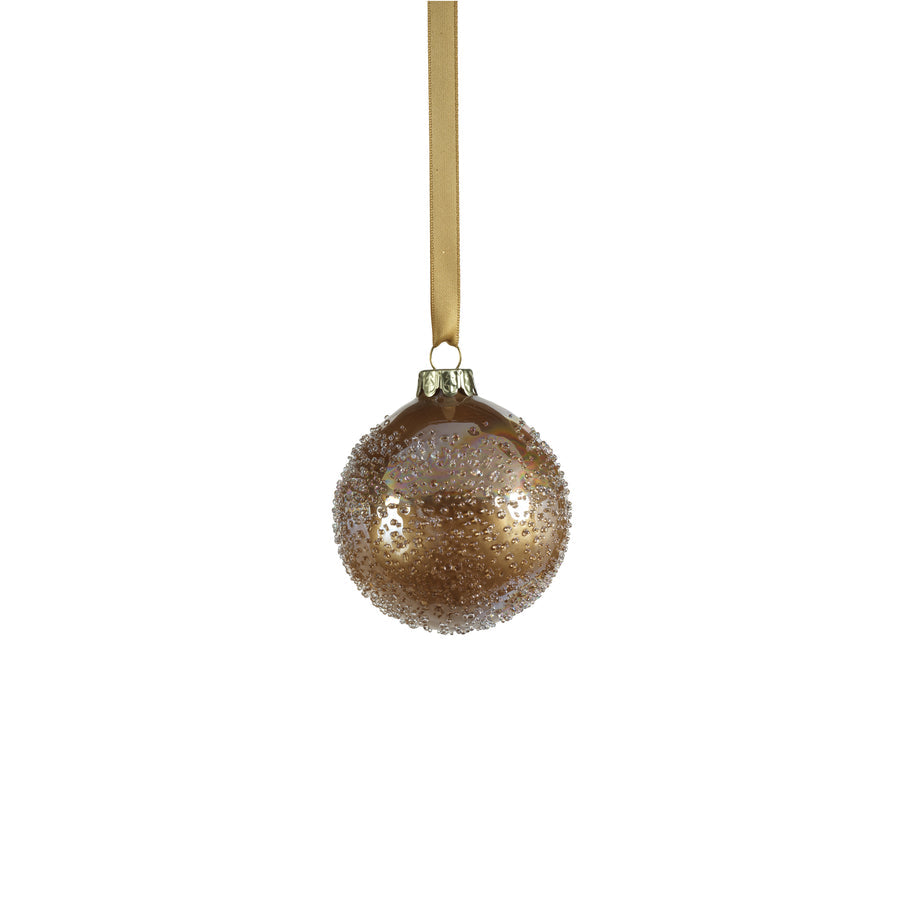 Golden Sugar Bead Glass Ball Ornament - Luster