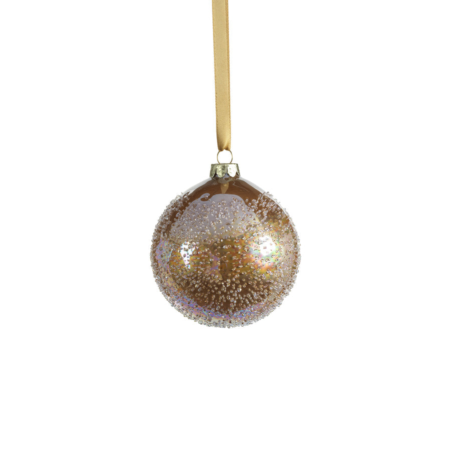 Golden Sugar Bead Glass Ball Ornament - Luster