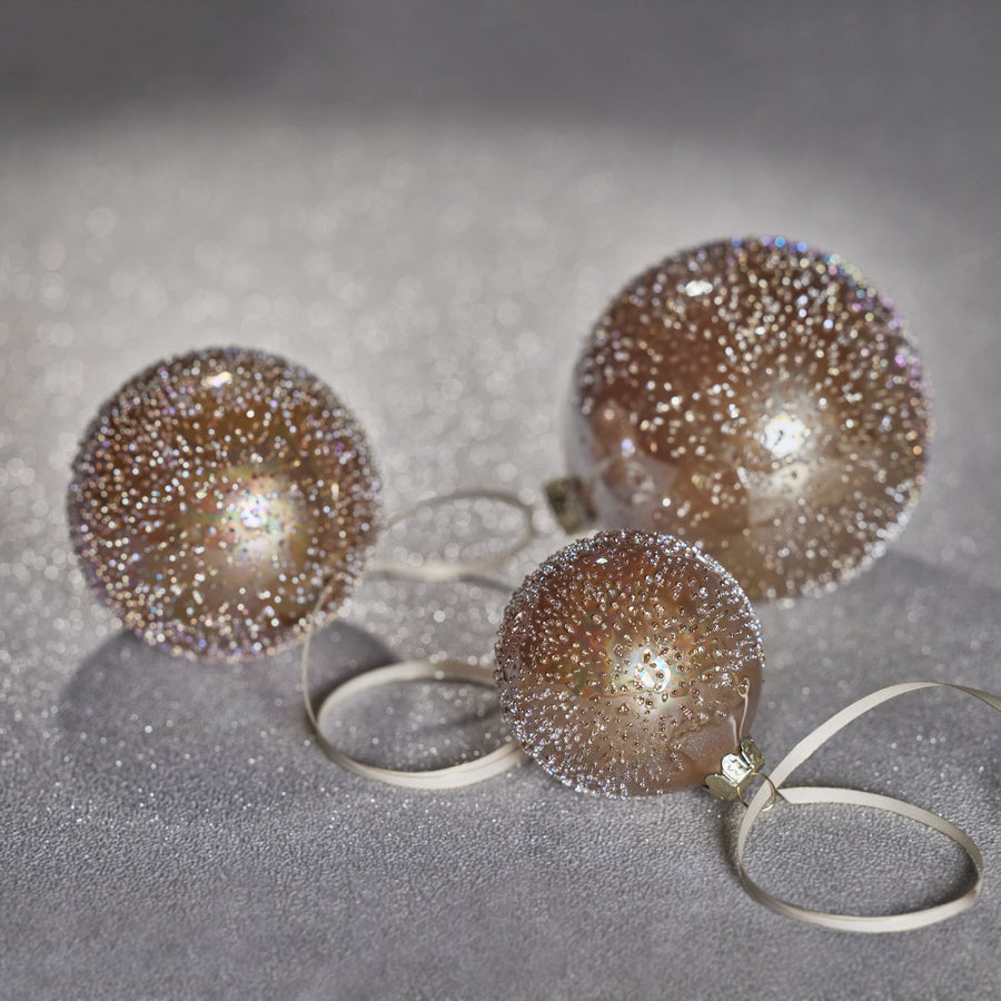 Golden Sugar Bead Glass Ball Ornament - Luster