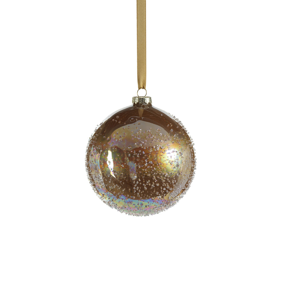 Golden Sugar Bead Glass Ball Ornament - Luster
