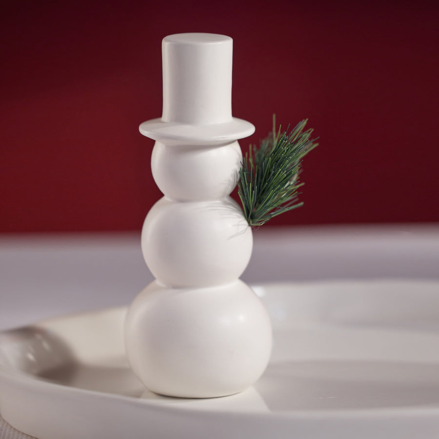 Ceramic Decorative Snowman - Matte White