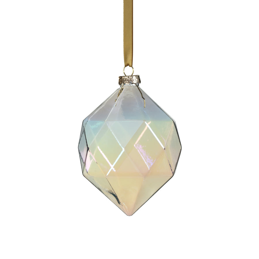 Faceted Glass Ornament - Clear Luster