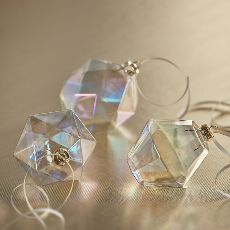 Faceted Glass Ornament - Clear Luster