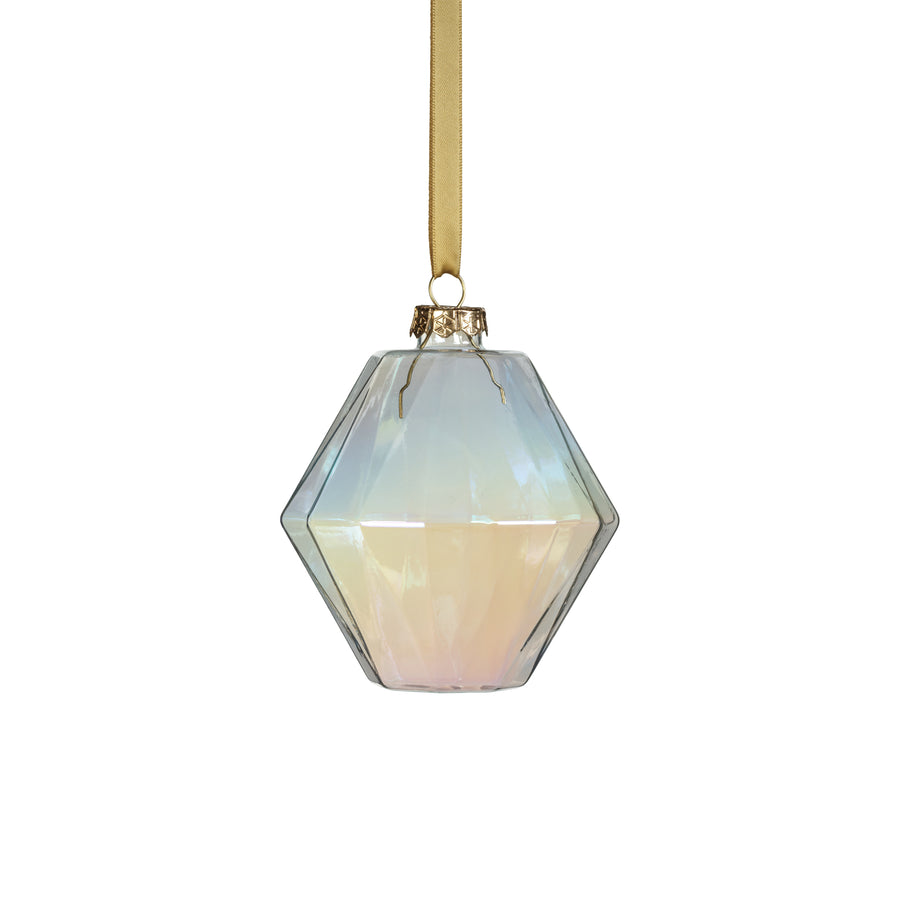 Faceted Glass Ornament - Clear Luster