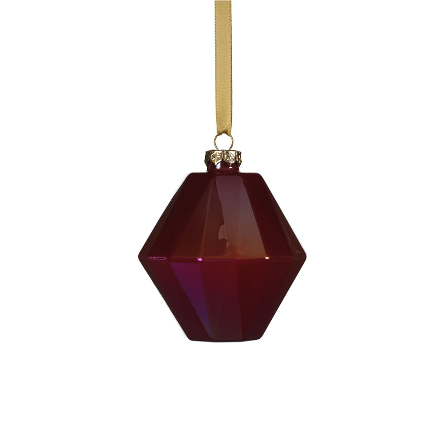 Faceted Glass Ornament - Red Luster